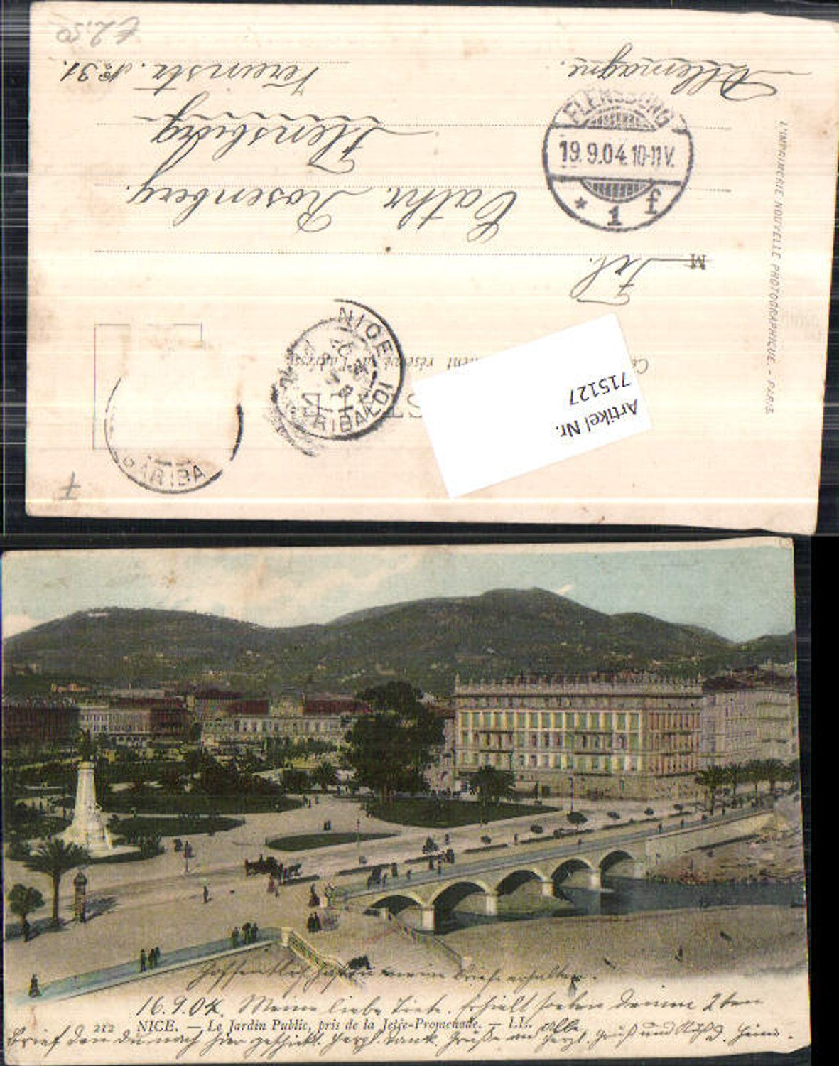France Nice Nizza Les jardin Public Jetee Promenade pub LL. 212 gel Flensburg Stp.