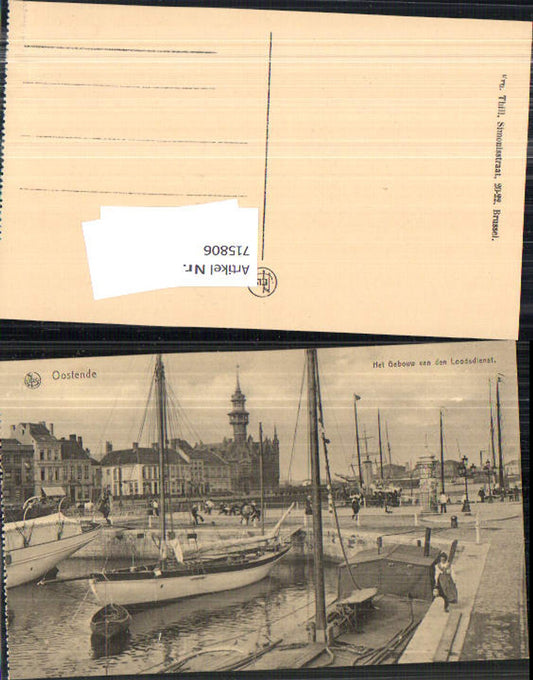 715806 Belgium Ostende Het gebouw Loodsdienst Segelschiffe Hafen