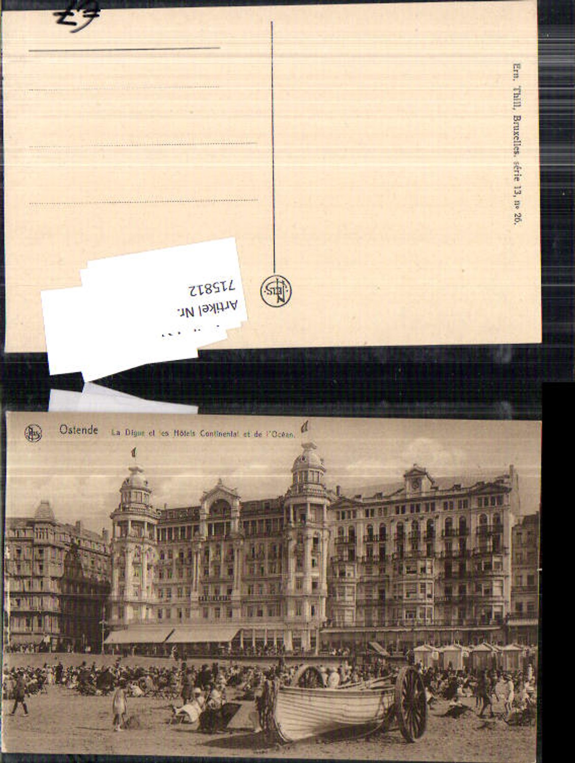 715812 Belgium Ostend La Digue and the Hotels Continental and Ocean Beach Beach life