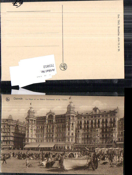 715812 Belgium Ostende La Digue et les Hotels Continental et Ocean Strand Strandleben