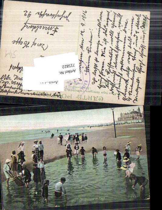 715822 Belgium Ostende Kinder Strand Strandleben Feldpost Hafenkommandantur Antwerpen
