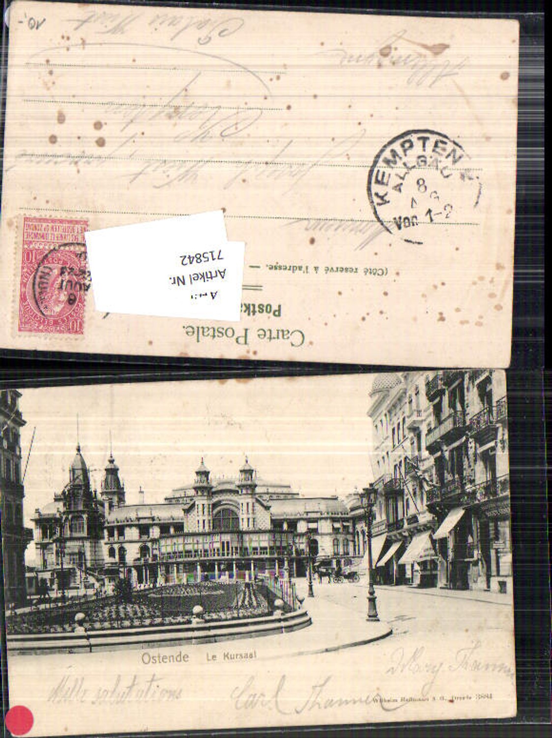 715842 Belgium Ostende Le Kursaal Laterne 1900 Stp. Kempten
