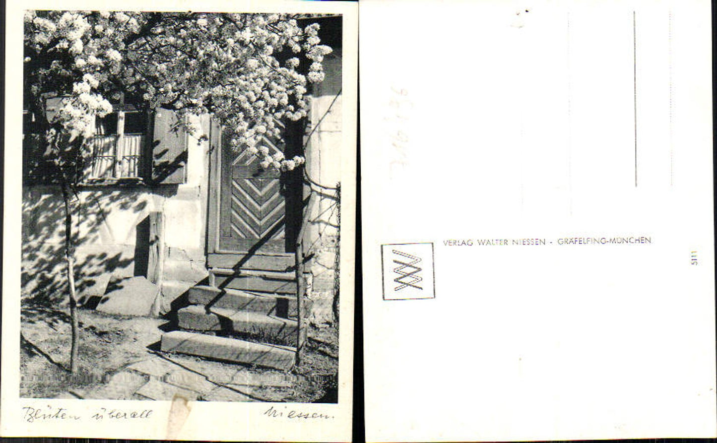 716496 Verlag Walter Niessen Gräfelfing München Blüten Baum Stiege Haus