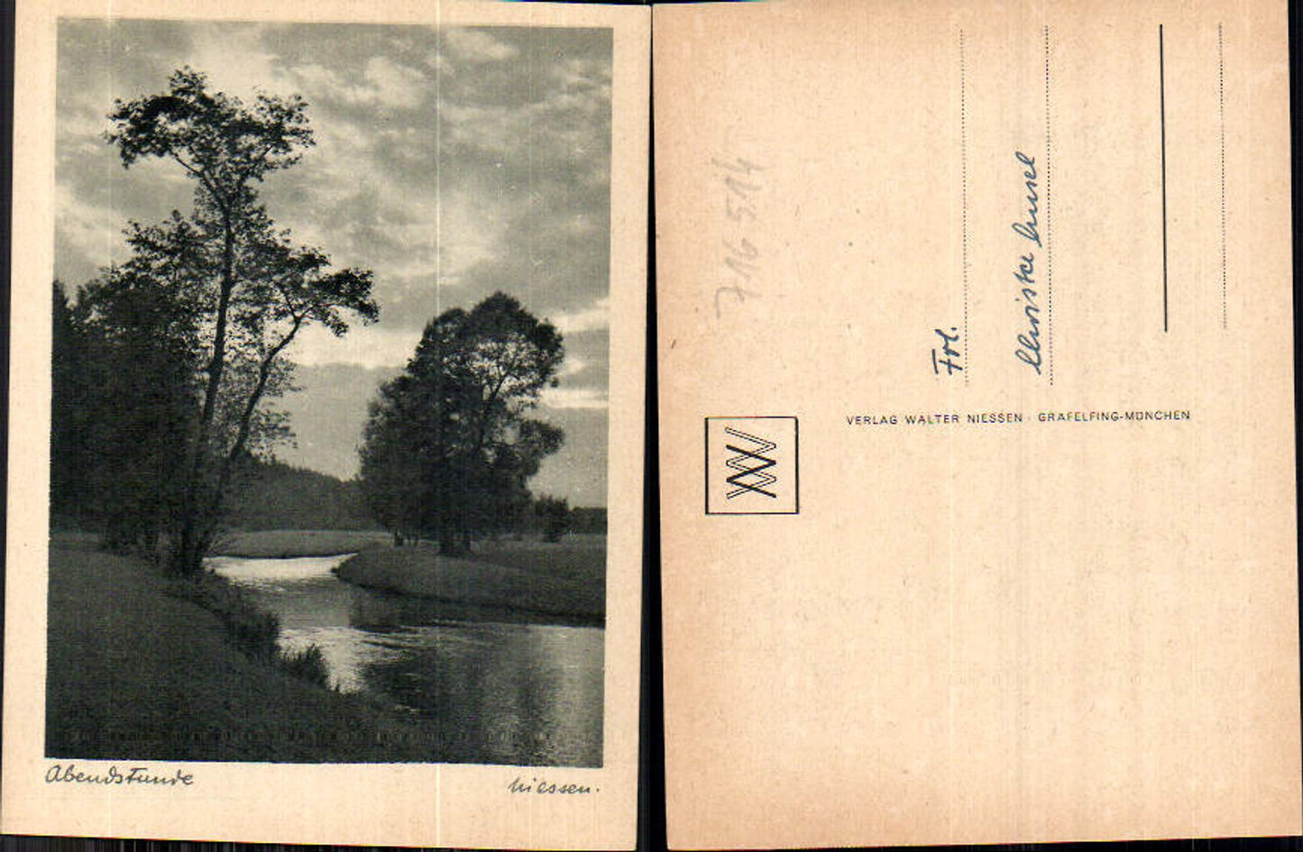 716514 Verlag Walter Niessen Gräfelfing München Abendstunde Bach Bäume