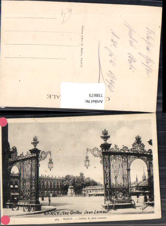 738673 Nancy Grilles de Jean Lamour Statue France
