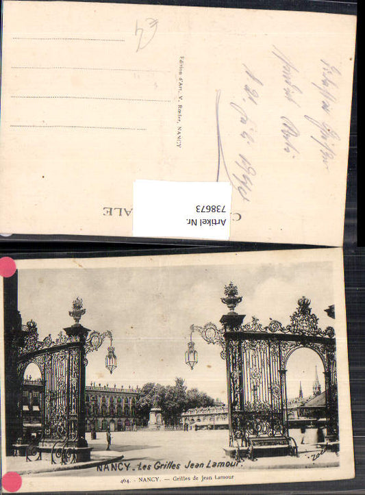 738673 Nancy Grilles de Jean Lamour Statue France