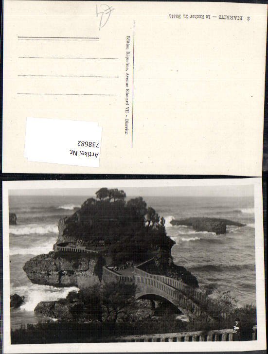 738682 Foto AK Biarritz Le Rocher du Basta Brandung Küste France