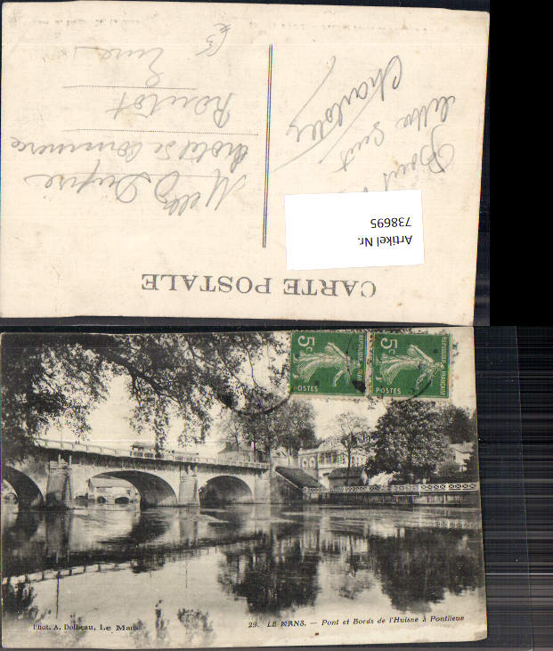 738695 Le Mans Pont et Bords de l Huisne a Pontlieue Brücke France