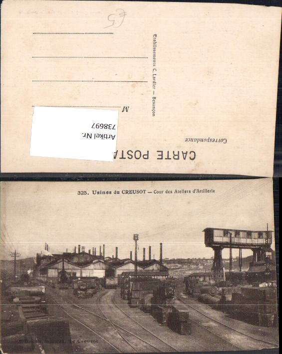 738697 Usines du Creusot Cour des Ateliers d Artillerie Bahnhof Fabrik Militär France