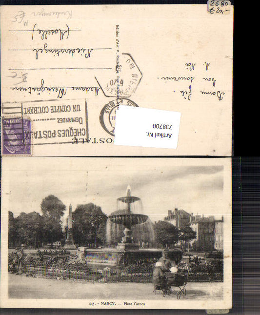 738700 Nancy Place Carnot Springbrunnen Brunnen Kinderwagen France